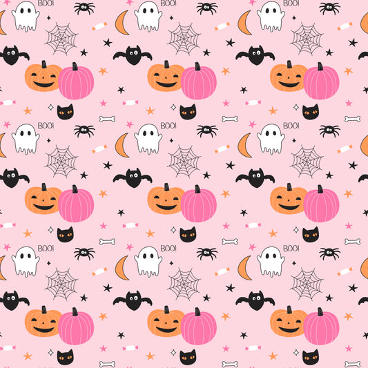 Bats and Pumpkins Pink