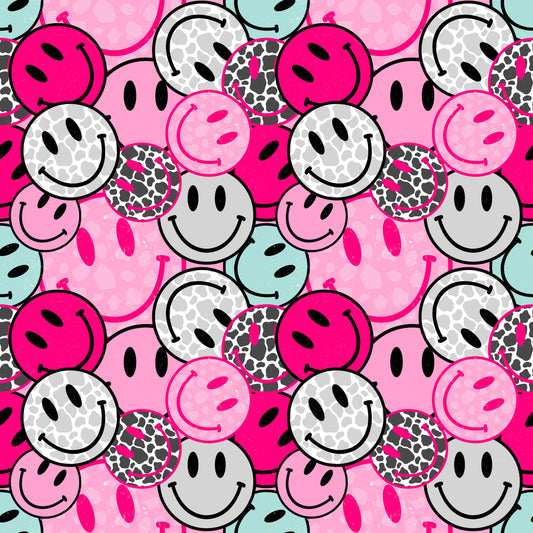 Retro Pink Happy Faces