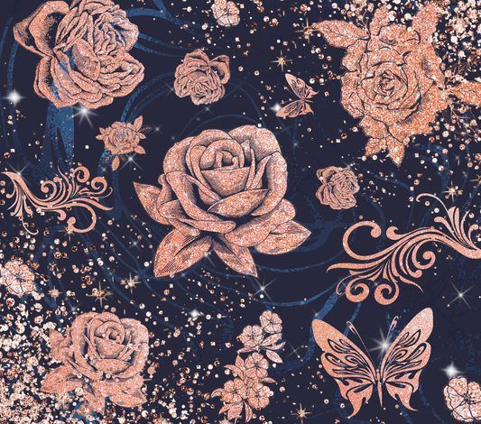 Rose Gold Floral Tumbler Wrap