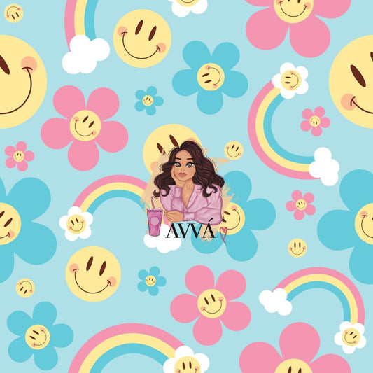 Smiley Rainbow Blue