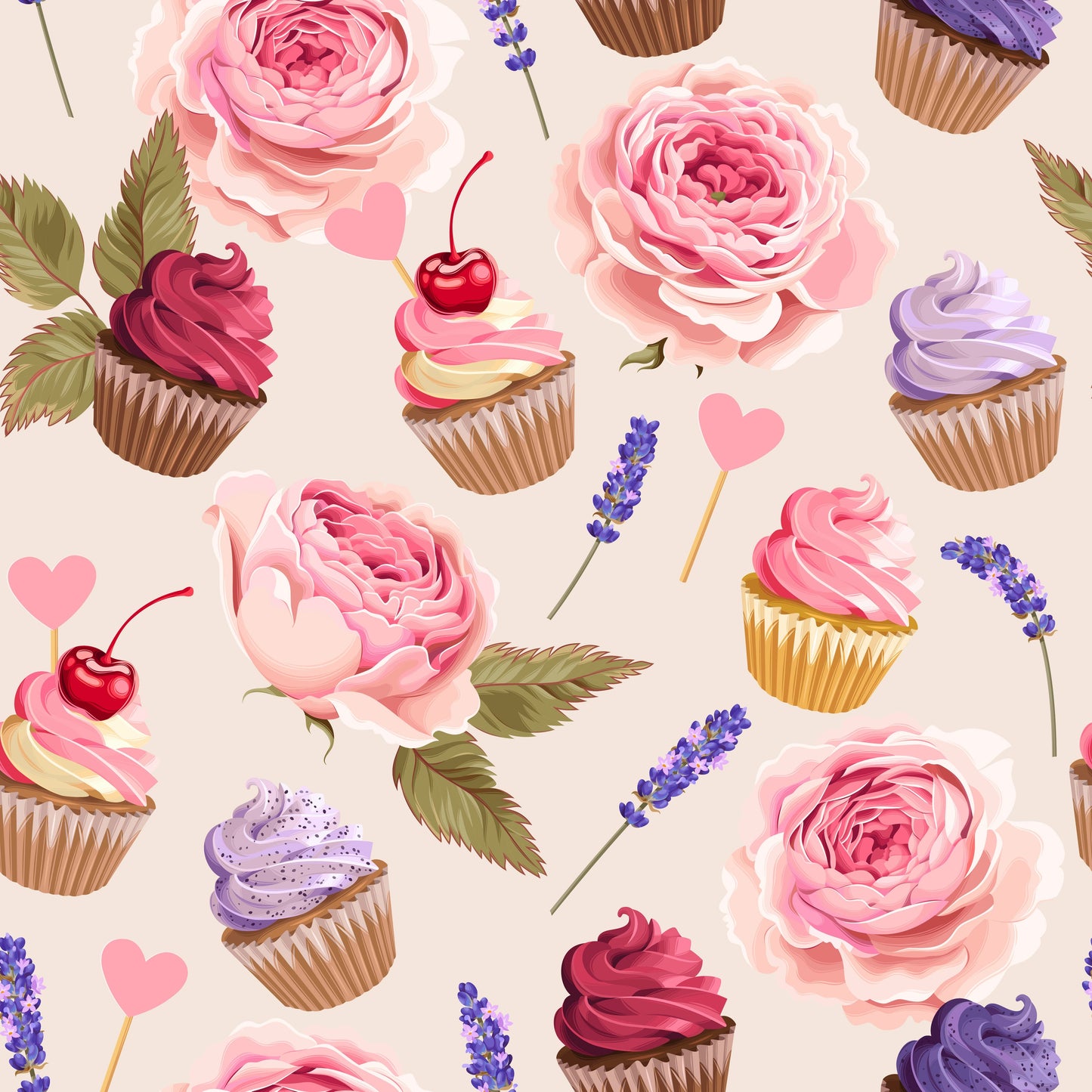 Cupcakes and roses pink