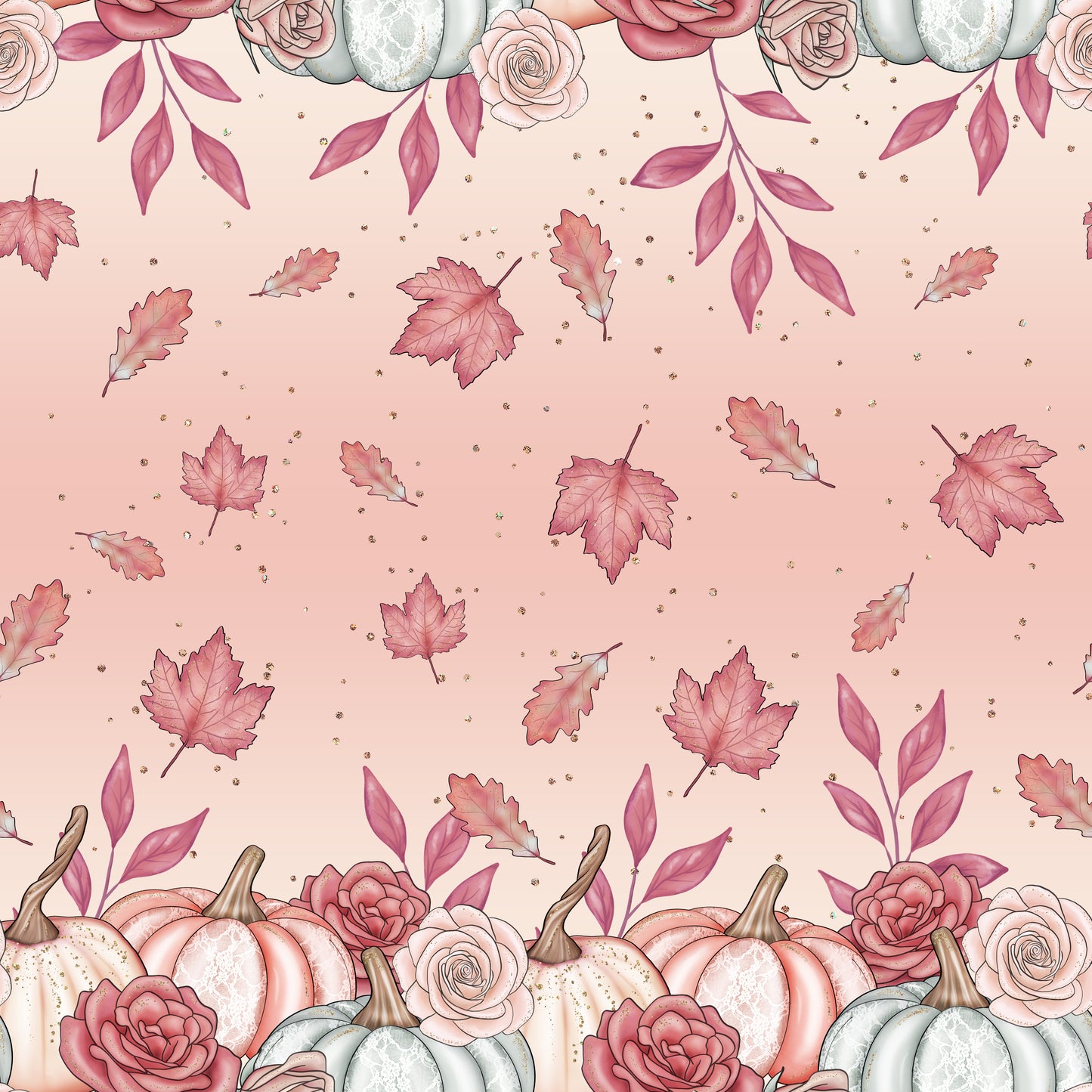 Fall Leaves, Pumpkin Border